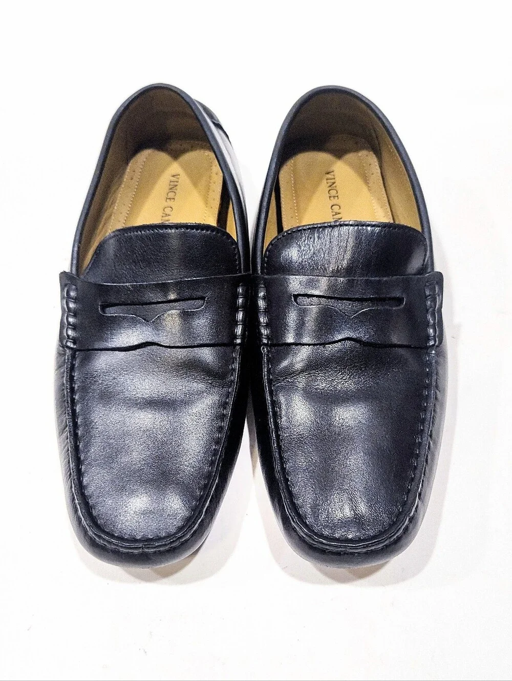 Vince Camuto Esmail Driving Moc Penny Loafers Mens 9.5 M Black Leather Shoes